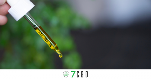 Pipette with measurements on it full of CBD